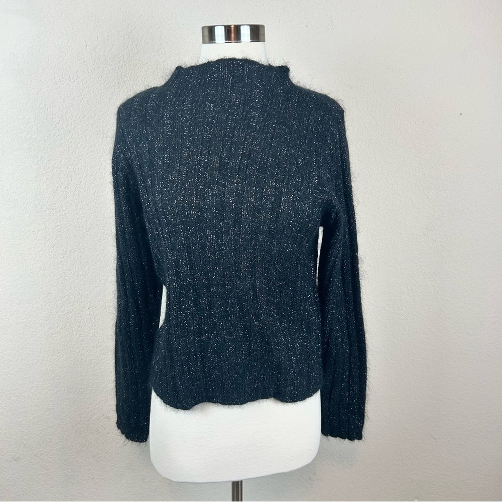 Horchow Black Sparkle Long Sleeve Knit Sweater